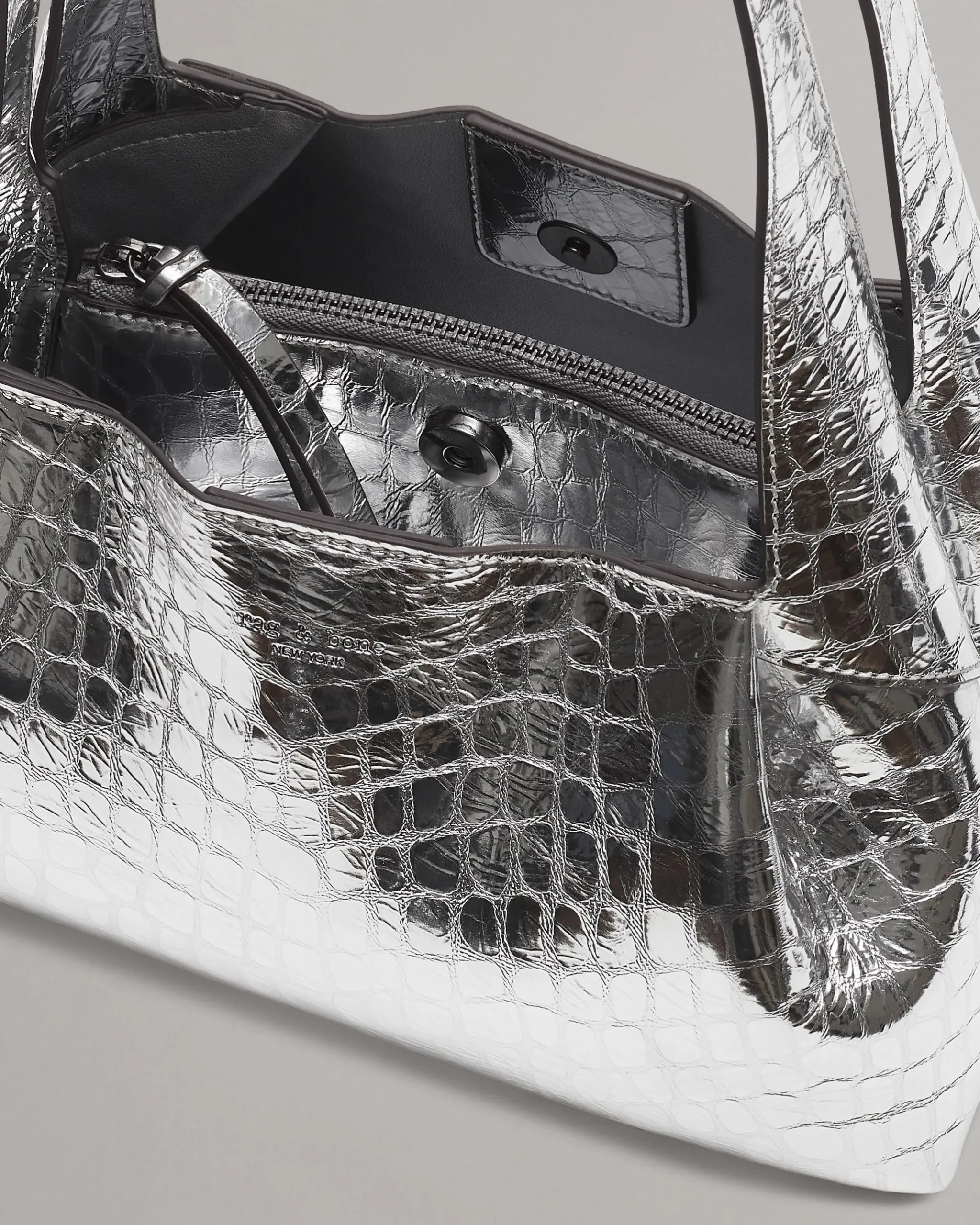 Slade Embossed Metallic Leather Shoulder Bag