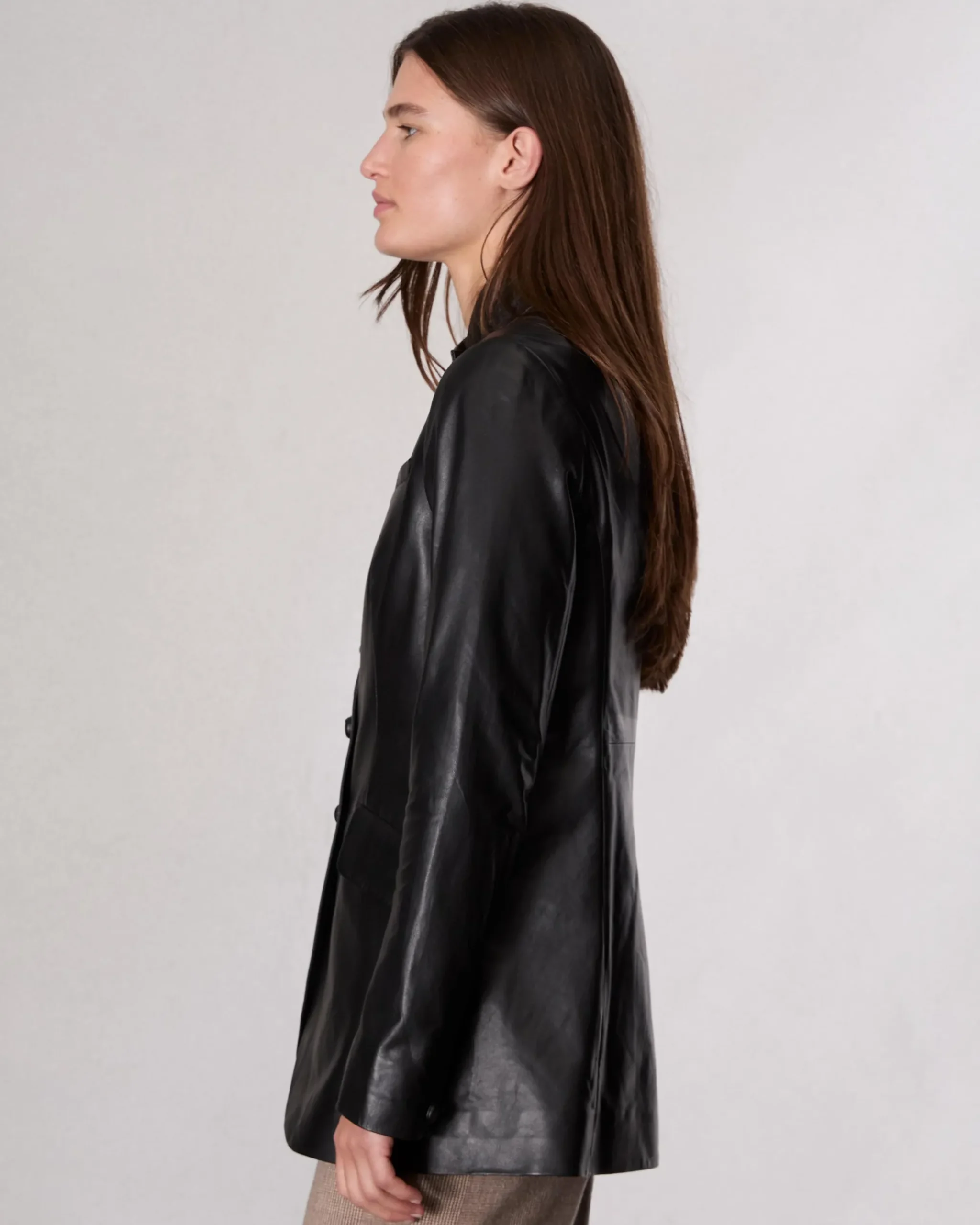 Slade Long Leather Blazer