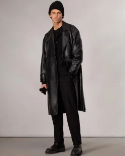 Tyler Leather Trench Coat